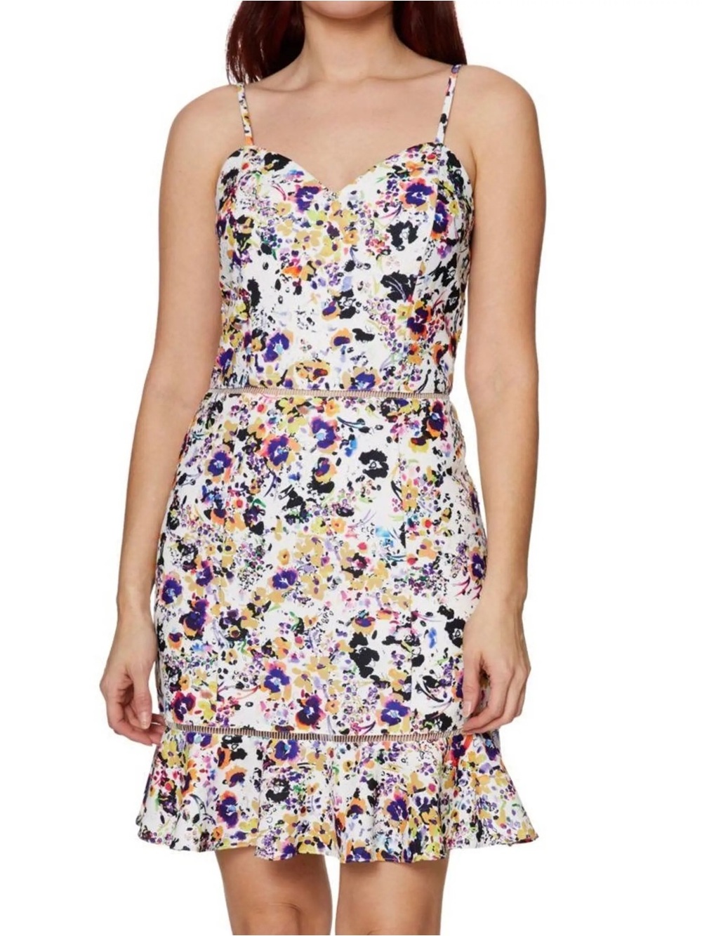 Betsey Johnson / Floral Spaghetti Strap Sundress White Multicolor Dress